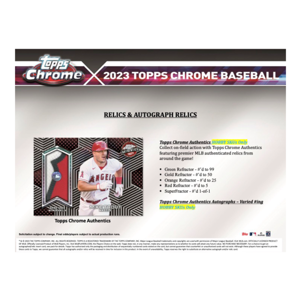 2023ToppsChromeBaseballHobbyBox_9 2023 Topps Chrome Baseball Hobby Box