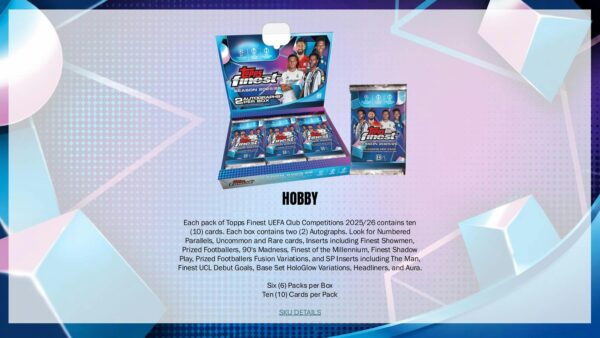 2526-finest-uefa-ss-3 2025/26 Topps UEFA Club Competitions Finest Soccer Hobby 8-Box Case