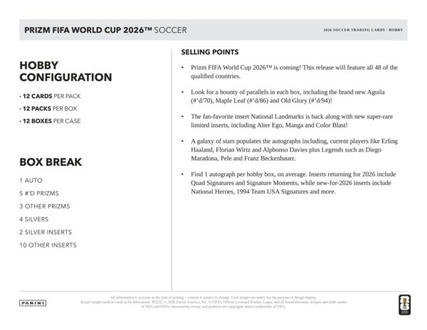 26prizmworldcup_pis_hobby-5 2026 Panini Prizm FIFA World Cup Soccer Hobby 12-Box Case