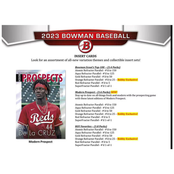 b4-1 2023 Bowman Baseball Hobby Box
