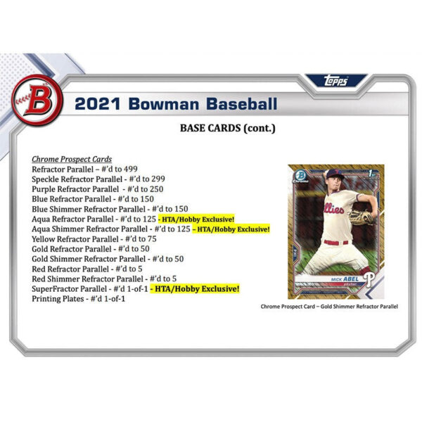 bowman-baseball-jumbo-2021 2021 Bowman Baseball Jumbo HTA Hobby 8 Box Case